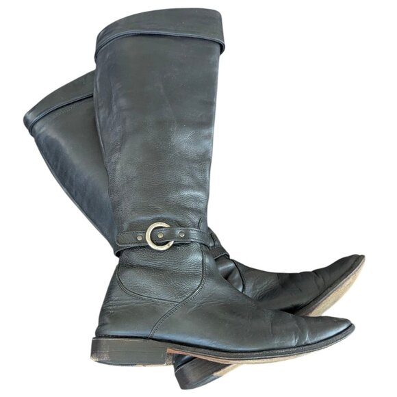 FRYE Women's Shirley Cuffed Black leather zip up Boots - Size 7 B - Picture 2 of 14